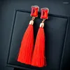 Dangle Earrings SINLEERY Boho Red Blue Pink Tassels Silk For Women Accessoire Plage Femme Gift Earings Fashion Jewelry ES100