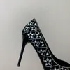 Deaigner cuir de mouton Slingback diamant sandales à bout pointu escarpins à talons aiguilles semelle en cuir chaussures habillées chaussures de soirée de mariage de luxe pour femmes