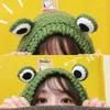 Berets Women's Crochet Big Eye Frog Hat Spring Autumn Green Beanie Knit Streetwear Costume Accessory Gift Party Hip Hop Bonnet