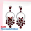 Boucles d'oreilles pendantes en argent sterling massif grenat rouge naturel pour femme 5,8 carats véritable pierre de naissance romantique style exquis mariage