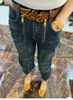 بنطلون جينز و مدع من سراويل هارلان سراويل هارلان سراويل جينز جينز الخريف للسيدات يظهر العجاف عالية المكررة 240227