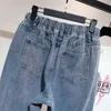 Kvinnors jeans överdimensionerade 5xl hög midja elastisk midja ankellängd harem denim byxor kvinnor enkla grundläggande lösa streetwear kvinnor byxor vaqueros