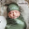 Sets Yziho Personalized Name Jersey Swaddle Set , Baby Name Hat, Bow, Baby Swaddle, Choose Colors and Font