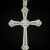 Vintage Big Male Cross Pendant Necklace 925 Sterling Silver 5A Zircon CZ Party Wedding Cross Pendant For Men Luxury Jewelry213K