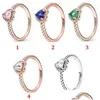 Smycken hög kvalitet 100% 925 sterling sier fit pandora ring smycken guld ny sublime hjärta rosa gröna engagemang älskare mode weddi dhyjr