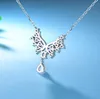 2024 Ins Top Sell Wings Colgante Joyería de lujo brillante Plata de ley 925 Gota de agua 5A Cubic Zircon CZ Diamante Piedras preciosas Fiesta Mujer Boda Collar de clavícula