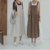 فساتين غير رسمية XL-5XL من الكتان القطن النساء اللباس خمر مربع الياقات