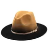 Stingy Brim Hats Winter Autumn Imitation Woolen Women Män damer Fedoras Top Hat Jazz Caps European American Round Bowler Hats 56-58cm Dhjaq