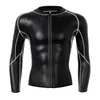 Mens Stand collar T-Shirt Faux Leather Long Sleeve Tops Slimming Shirt Body Shapers Waist Trainer White Splicing Leather Jackets 240220