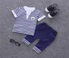 Summer Kids Sailor Suit randig t -shirt Kort byxor för småbarns pojkar kläder set födda baby kläder 1 2 3 4 år 2108045928024