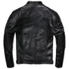 Classical Motorcycle Genuine Leather Jacket Mens Natural Cowhide Slim Moto Cloth Calf Skin Jackets Asia Size S-6XL 240228