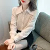 Camicette da donna Office Lady Elegante camicia monopetto Estate Casual Colletto rovesciato Linea Abbigliamento femminile Coreano Tinta unita Allentato