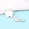 Broches 2 pièces brosse à dents dentifrice forme broche créative dessin animé bijoux Badge émail broche alliage accessoires