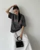 女性のTシャツBlessyuki Quality Acid Wash Print Print Tshirt Women Plus Size Vintage Streetwear Mineral TシャツGirls Luxury Brand Tops Y2K T240228