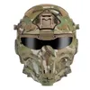 Taktiska hjälmar ABS Outdoor Casco Protector inbyggt headset Lens Multiple Color Safety CS Game Full Face Field Cover Tactical Mask Helmetl2402