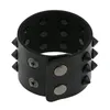 Bracelets à maillons en cuir végétalien, Punk, large bouton-pression, pour hommes et femmes, brassard gothique Emo Rock