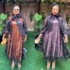 Etniska kläder 2024 Afrikanska bröllopsfestklänningar för kvinnor våren långärmad trycks paljett kväll maxi klänning dashiki afrika 3xl