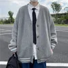 Britische Retro Strickjacke Pullover Koreanische Harajuku Akademischen Gestrickte Pullover Pullover Hip Hop Streetwear Lose Strickwaren Tops 240220