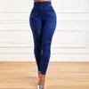 Spodnie damskie Capris Kobiety Nowe nadruk legginsy elastyczne talia Faux dżins stretch Slim Fit Pants Długość