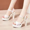 Sandals Ladies Sexy High Heels Summer Dress Shoes Women 2024 Leather Platform Wedge Elegant