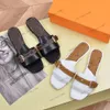 Klassisk brun vintage band spänne tofflor Paris designer sandaler kvinnor skor klackar lägenheter mule glider stilettpumpar märke klänningskor party klackar flip flops