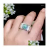Cluster-Ringe, grüner Moissanit, klassischer Stil, hochdichte Edelsteine, vergleichbar mit Diamanten.925 Real Silber Drop Delivery Dhies