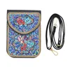 Smyckespåsar Blomma mönster turkosa rispärlor kort handväska handväska kosmetik för kvinnliga flickor festtillbehör