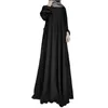 Robes décontractées Abaya Robe Vintage Dot Print Maxi avec col rond manches longues pour femmes lâche a-ligne grand ourlet doux longueur de plancher