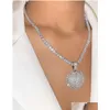 Jewelry 2021 Iced Out Bling Women Jewelry Micro Pave 5A Cz Cubic Zirconia Big Heart Pendant Tennis Chain Sparking Necklace Drop Delive Dhycs