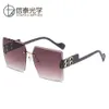 Sunglasses Frames New trendy street photo concave design gradient B home fashion large frame frameless cut edge sunglasses