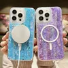 iPhone 15 Plus 14 Pro Max 13 12 Shinny Hard Acrylic PC Plastic TPU Bling Glitter Speecin Sparkle Magnet Phone Back Skin Cover