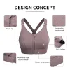 Completi Reggiseno sportivo Syrokan Cerniera ad alto impatto sul davanti Cinghie regolabili Cinghietti senza ferretto Imbottito Top intimo per allenamento yoga estivo