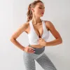 Uppsättningar/kostymer Normov sömlös yoga Bra fiess Push Up Crop Top Femme Sportwear Workout Solid Color Sports Wear for Women Gym Hollowing