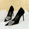 Kleid Schuhe Strass Bowknot Design Frauen Pumps Mode Bankett Luxus High Heels Stilettos Dame Große Größe 42 43