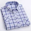 Plus Large Size 6XL 5XL 100% Cotton Mens Plaid Shirts Short Sleeve Thin Summer Luxury Standard Fit Checked Casual Shirt For Men 240219