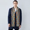 Luxy Fashion Men Scarf Green Gold Floral 100% Silk Scarf Autumn Winter Casual Business Suit Shirt Scarf 160*50cm Barry.Wang 240227