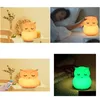 Andra inomhusbelysning Owl LED Night Light Touch Sensor Remote Control 9 Färger Dimble Timer USB Raddbar Sile Bedside Lamp för DH8XW