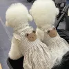 Abiti Simpatico orso scozzese Sling per animali domestici Gruppo di zucche Estate Cotone di lino lavato Comodo vestito traspirante per cani Bichon Teddy Vestiti per cani