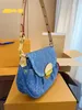 Designer Sunset Denim Yuanbao Underarm Bag Women's Luxury Shoulder Bag Denim Handbag Classic Old Flower Crossbodys Shoulder Bag Wallet