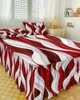 Bed Skirt Abstract Gradient Line Color Block Red Elastic Fitted Bedspread With Pillowcases Mattress Cover Bedding Set Sheet