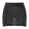 Skirts Womens Ruched Mini Skirt Bodycon Hip Elastic Bands Semi-Sheer Wrap Lingerie Pencil For Nightclub Nightwear