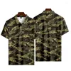 Męski Polos Camuflage Print Summer Button Lapel Polo koszule swobodne ograniczone krótkie t-shirt moda odzież sportowa Mężczyźni odzież 4xl