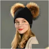 Beanie/Skull Caps Beanieskl Caps Wide Brim Hats Bucket Winter Fashion Fur Pompom for Girl