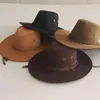 Berets Western Men Rider Hat Deerskin Fleece Cool Sun Cowboy Areia Pele À Prova de Vento Acessórios Grande Corda Cor Sólida Decoração