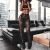 BKLD Sexy Frauen Hohe Taille Hosen 2024 Schwarz Weiß Spitze Sheer Breite Bein Hosen Damen Sexy Strand Cover Up Hosen Flare Pants240228