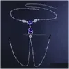 Other Green Gem Y Nipple Jewellery Non Piercing Jewelry Chain Necklace Crystal Chest Body For Women Lingerie Rave Festival Drop Deliv Dhog1