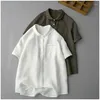 Women's Blouses Literary Linen Yuanbao Collar Short Sleeved Shirt Summer Fashion Simple And Versatile Solid Color Top