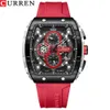 Curren 8442 Män tittar på Top Luxury Waterproof Quartz Square -handledsklockor för män Datum Sport Silikonklocka Male Montre Homme