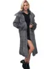 Winter Frauen Faux Pelz Mantel Lange Feste Farbe Trim s Gürtel ry Damen Warme Jacken Hülse Elegante Dame Mode