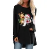 Kvinnors T -skjortor Alla hjärtans dag för män Fashion Loose Round Neck 3d Christmas Fleeced Foded Long Sleeve Women Fit Tunic